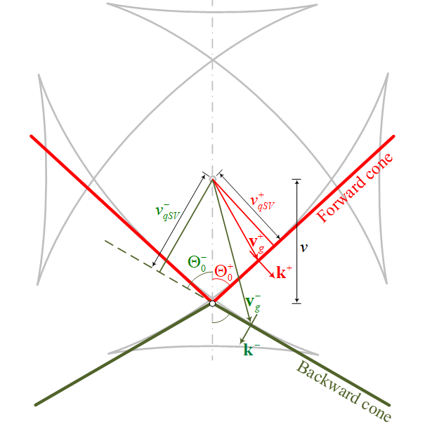 Backward Mach cone of shear waves induced by a moving force in soft anisotropic materials